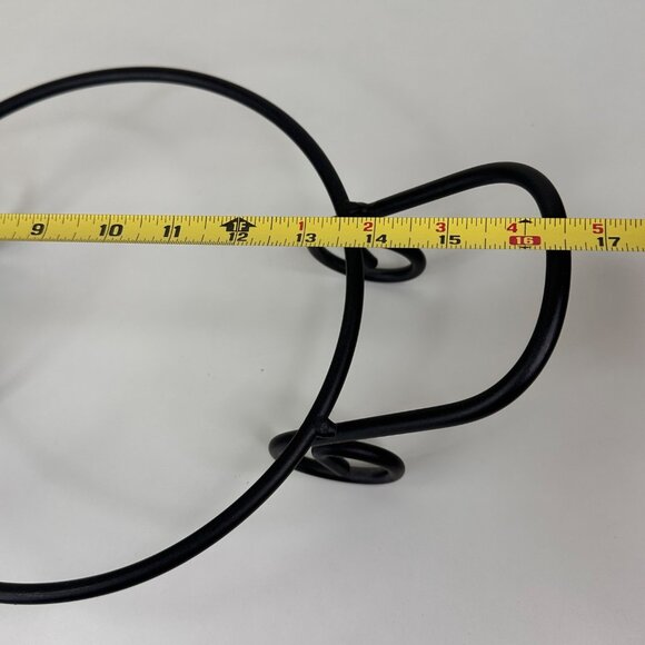 Black Metal Scrollwork Round Dish Stand With Handles 10" Inside Diameter - Picture 3 of 5